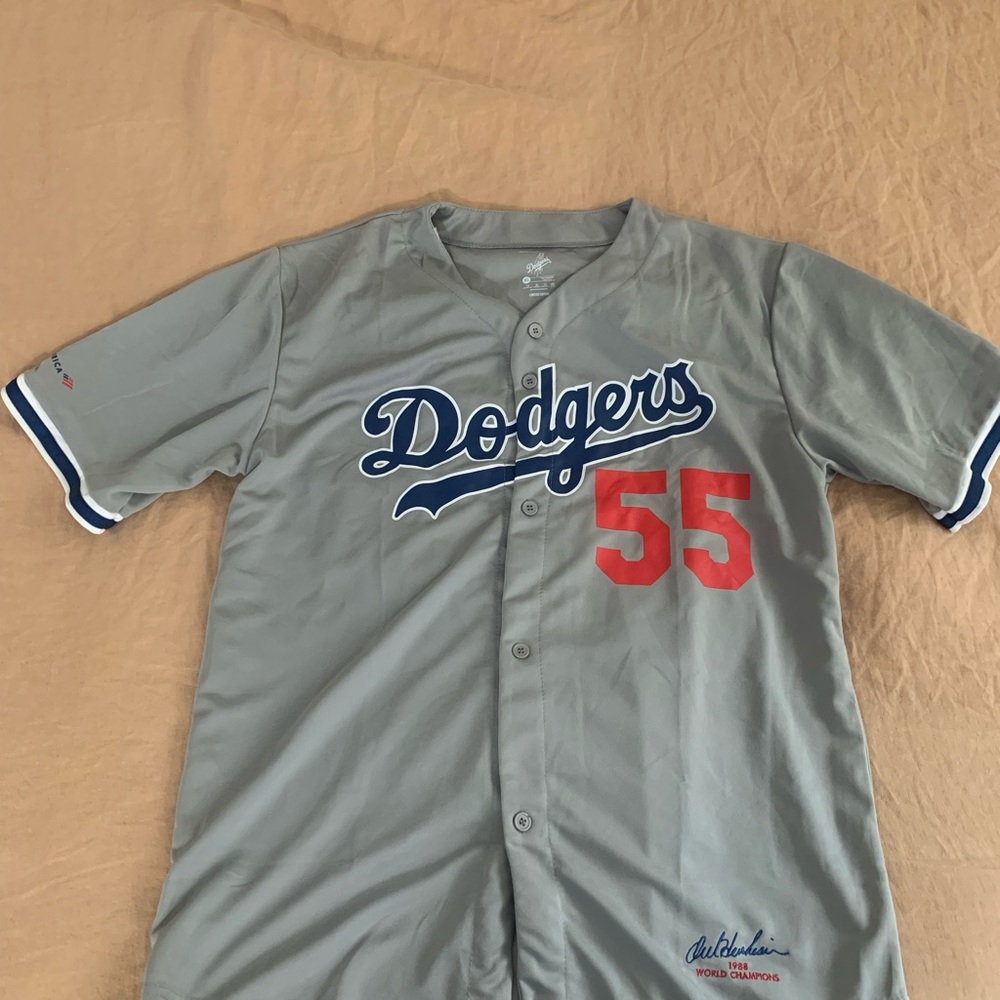 Gray Dodgers Jersey #55 - Orel Hershiser - Stadium Exclusive!